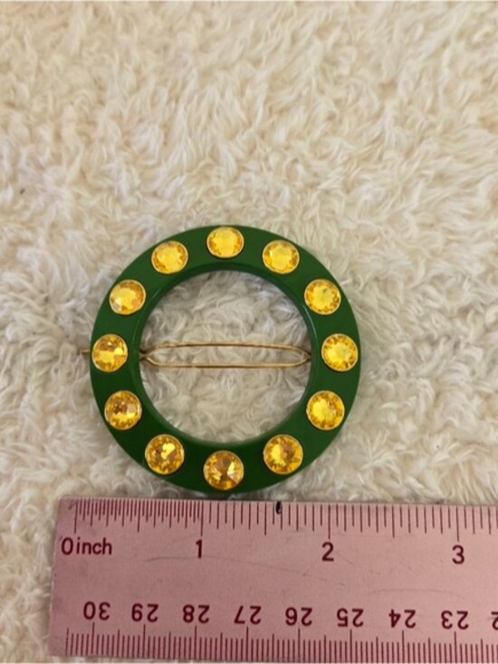 NIB Swarovski Green and Yellow Crystal Chroma Hair Clip Barette main image 6